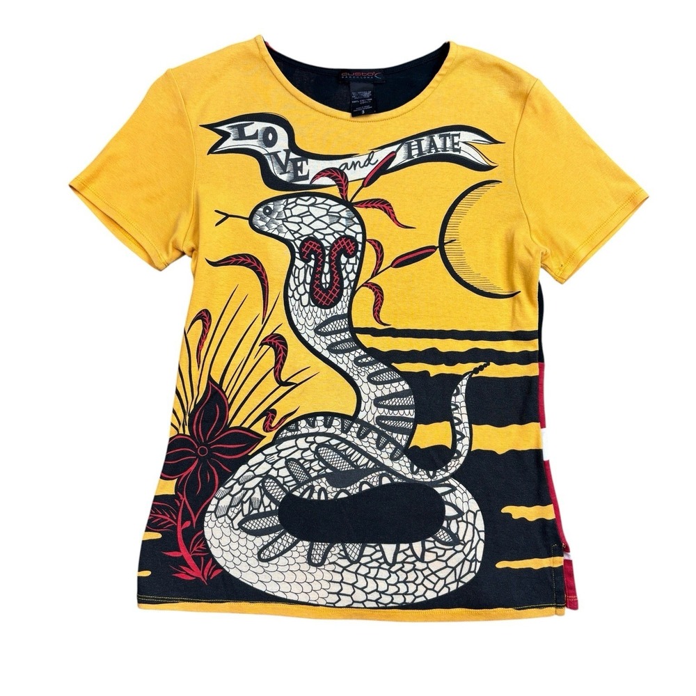 Vintage Y2K Custo Barcelona Top Women's 3 Medium Snake Adam & Eve Love & Hate